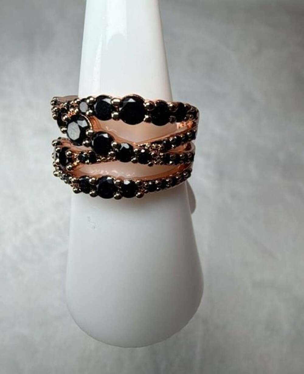 BP BORG Multi-Row Black Onyx Ring Size 6
